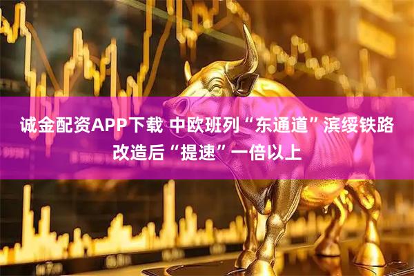 诚金配资APP下载 中欧班列“东通道”滨绥铁路改造后“提速”一倍以上