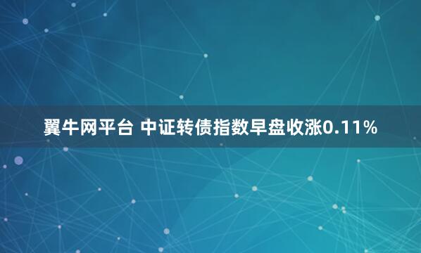 翼牛网平台 中证转债指数早盘收涨0.11%